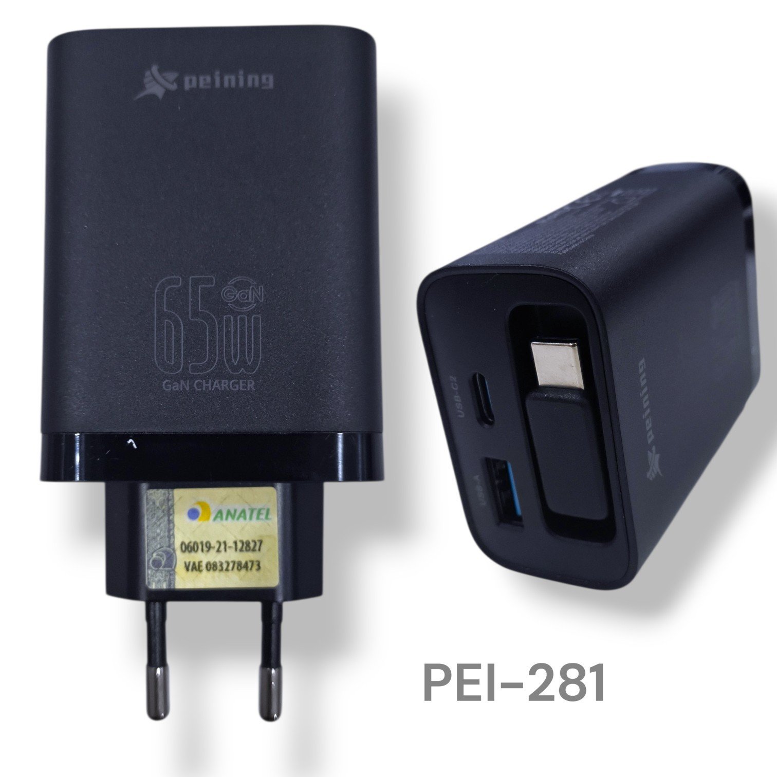 IMG_2783469416150436918 CARREGADOR GAN TURBO PEI-281 ADAPTER 65W PEINING - Imagem 1