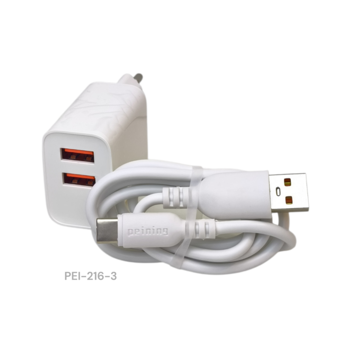 CARREGADOR RAPIDO CHARGER 2 USB 6.0A PEINING - Imagem 2