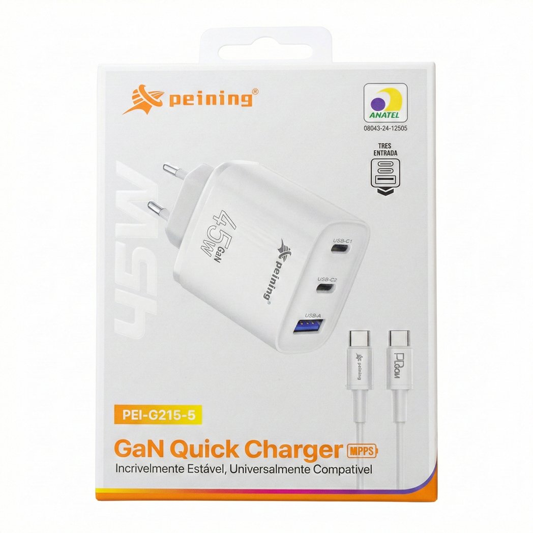 turbo-45w-U+c-M1 Carregador Celular Turbo Power 45w Com Duplo Tipo C E Usb-a - Imagem 1